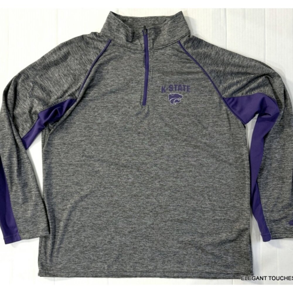 Kansas State KSU K-State Wildcats Half Zip Pullover Dri Fit Stretchy Colosseum L